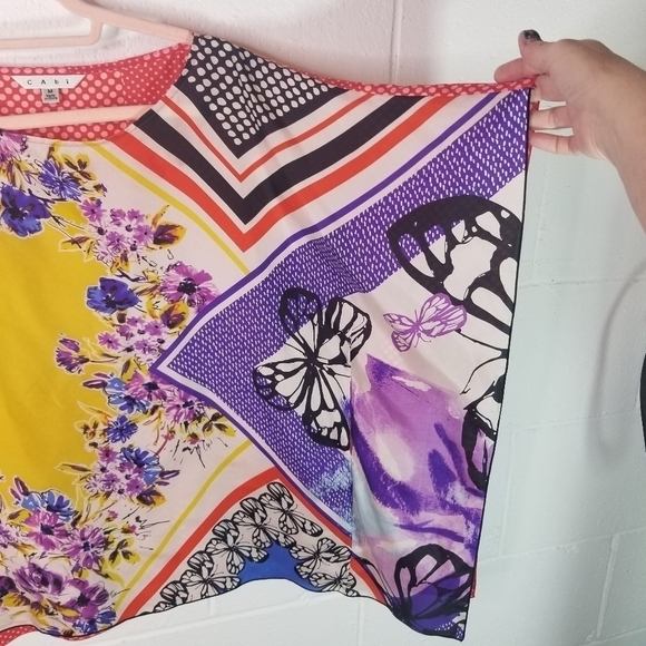 Cabi multicolor floral kimono silk top - Picture 6 of 8